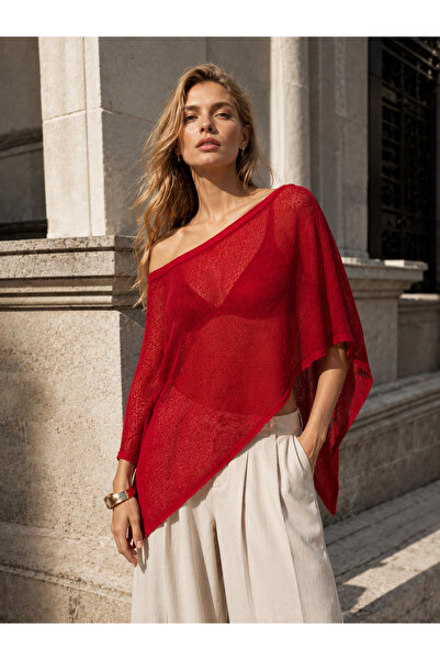 VEGA MODA Poncho de damă din țesătură moale și elastică, cu umeri decupați, ț...
