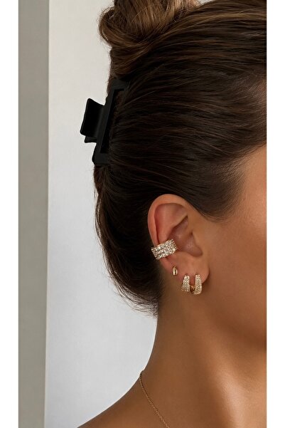 ADENNA JEWELRY Zirkon Taşlı Kıkırdak Küpeli Set