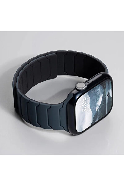 Choice18 42 44 45 46 49mm Midnight black Magnetic Silicone Strap for Watch Ba...