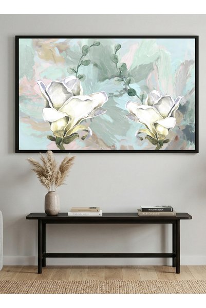 LOWHA Canvas Wall Art Stretched Over Wooden Frame with Black Floating Frame a...