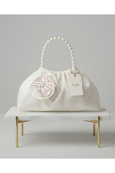 pegu baby collection СЕРИЯ ROYALE, ЛУКСОЗНА ЧАНТА С ПЕРЛАНА ДРЪЖКА, ПЛИСИРАНА...