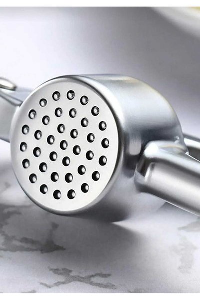 ASEL PLAST Garlic Crusher Round Shape Stainless Steel Practical Universal Kitchen Garlic Grater with Press Chamber