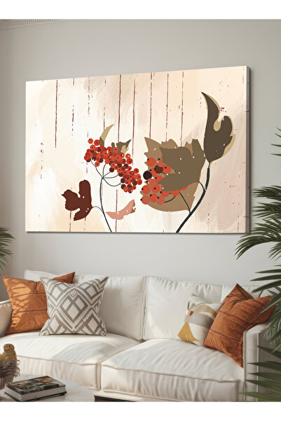 LOWHA Canvas Wall Art Stretched Over Wooden Frame with Abstract Plants Design