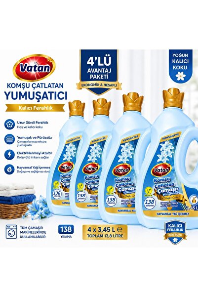 Genel Markalar Vatan Komşu Çatlatan Çamaşır Yumuşatıcı 3.45 Lt 4 Lü Set