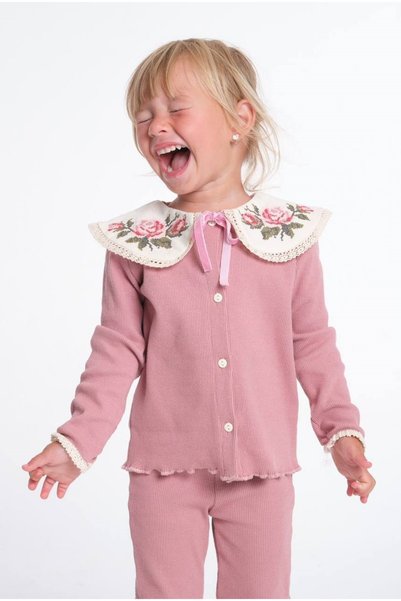 Sweet Luna Pink Embroidered Camisole Set-1107