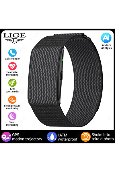Lige سوار صحي جديد من النايلون الأسود مع GPS وAI لمراقبة معدل ضربات القلب وضغ...
