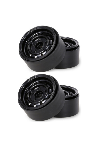 Choice 4PCS BLACK Deep Dish 1.9" Metal Beadlock Wheel Hub Rim for 1/10 RC Cra...