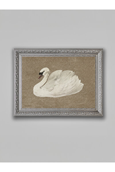 WoodyArts Swan Gray Antique Framed Decorative Living Room Wall Painting Home ...