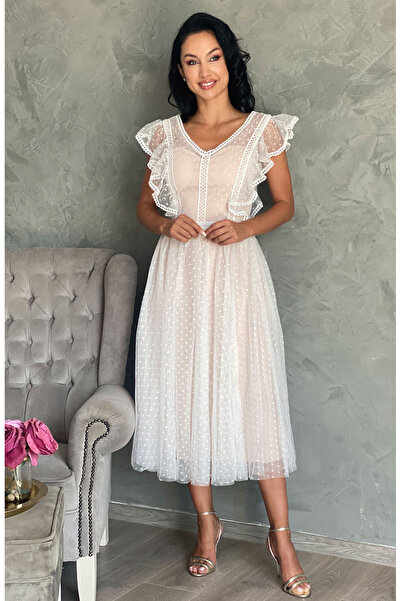 Myfashionizer Rochie de mireasă civilă midi din tul