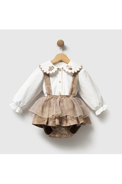 LİLİYUM Baby Girl Dress Set Floral Patterned Vintage Stylish Design Ruffle Co...