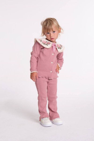 Sweet Luna Pink Embroidered Camisole Set-1107