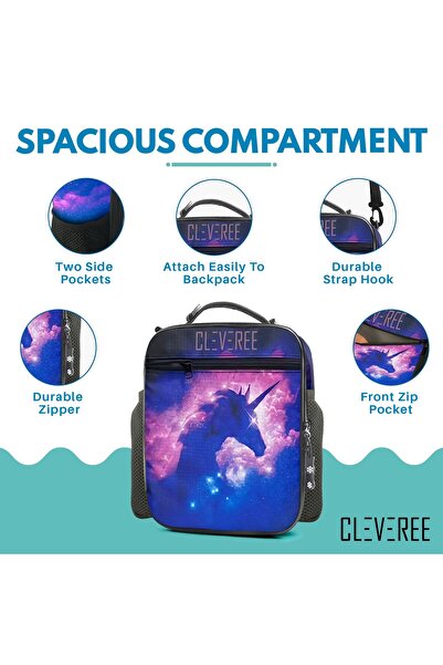CLEVEREE Kids Lunch Bag - Space Unicorn