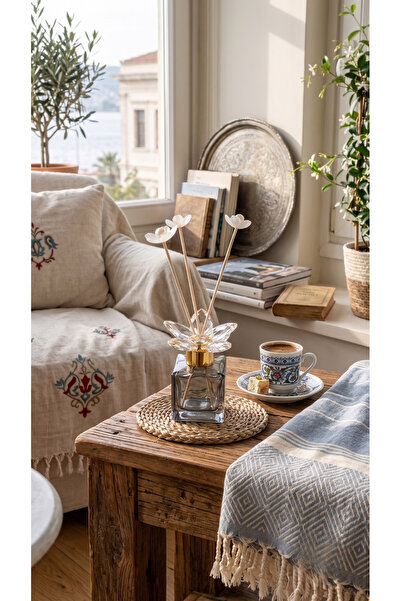 REGNA HOME Fine Living Füme Kristal Taşlı Dekoratif Koku Şişesi