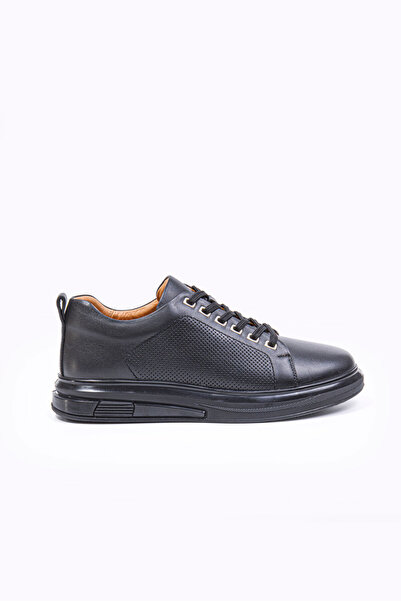 Vantaggio Weston Black 100% Genuine Leather Men's Sneaker Shoes