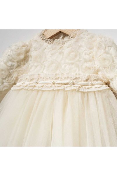 ministok Ella Lace Baby Girl Romper with Rose Texture, Bow on the Back, Hair Accessories and Socks