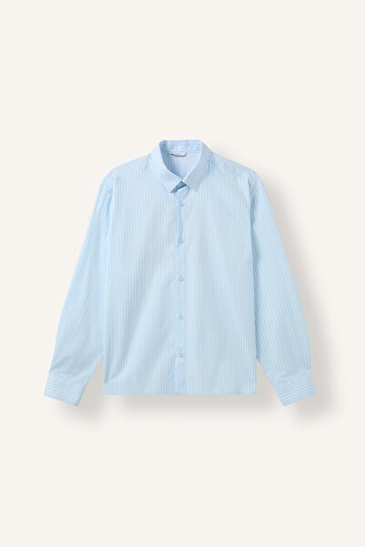 DeFacto Boxy Fit Classic Collar Pinstripe Cotton Long Sleeve Shirt I5269Ax26Au