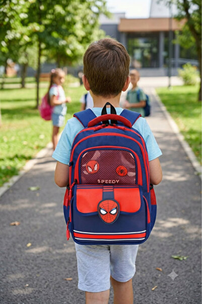 hediyeconcepti Spider-Man Patterned Waterproof Boys' School Bag Set of 3 Lunc...