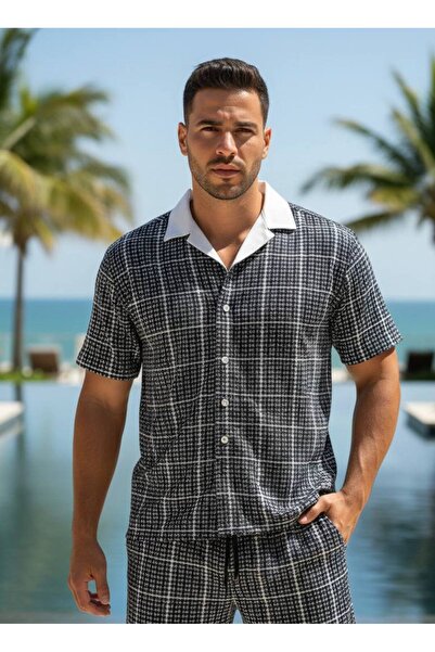 Chordi Relaxed Fit Short Sleeve Lapel Collar Summer 100% Cotton Shirt Shorts Set