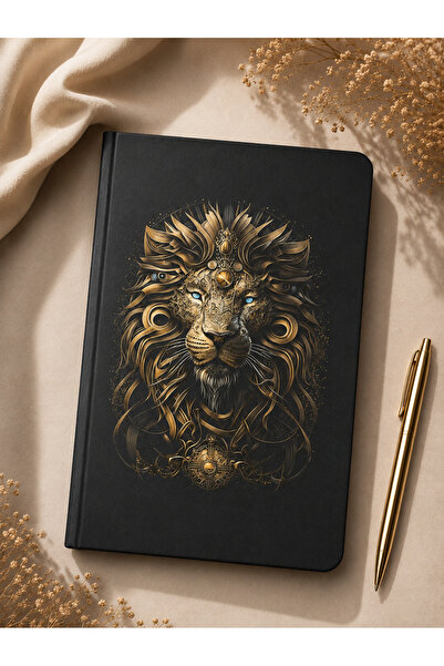 StudyEra Black Nature Çizgili Defter – Siyah Sert Kapak Aslan Figürlü Defter