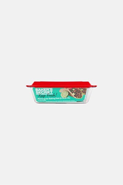 Baker's Secret Glass Rectangular Baking Dish With Cover, Transparent