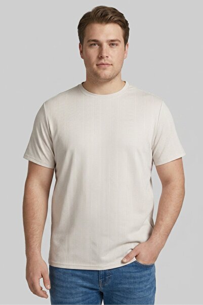 Bruno Milano Men Crew Neck Short Sleeve Textured T-Shirt, Beige