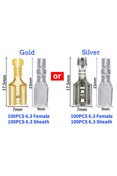 Choice10 Gold 6.3 FemaleHT(200PCS) 100/200Pcs2.8/4.8/6.3mm Female and male Cr...