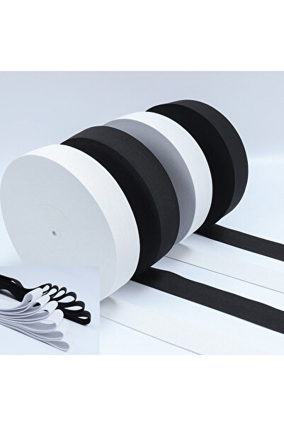 Choice10 4cm 10M white 10M Flat Elastic Band Medium Thick Black White High El...