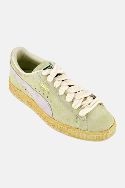 Puma x Select kids Boy Suede Faded Lace Up Tennis Shoes, Lime Green
