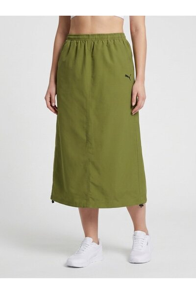 Puma Womens DARE TO Midi Woven Skirt - Green