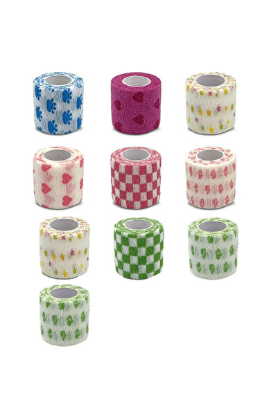 Choice10 2.5cm X 4.8m Mix 10pcs 10pcs printed self-adhesive elastic bandage 4...