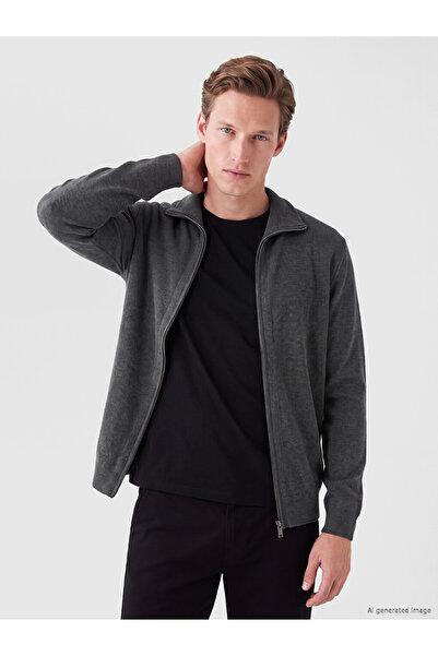 LC Waikiki Anthracite Regular Fit Men's Knitwear Cardigan