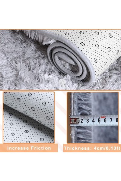 GGEROU Rugs For Living Room,Soft Fluffy Area Rug Bedroom Living Room Shaggy Washable Anti-Skid Comfortable Large Rugs Indoor Modern Home Decor Floor Carpet (Grey)