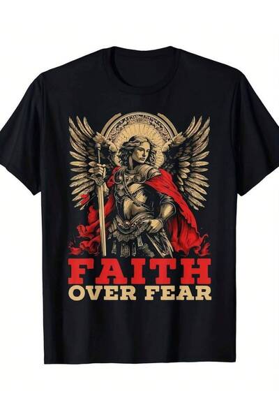 kai22 Archangel Michael Catholic Christianity Guardian Angel Men's Short Slee...
