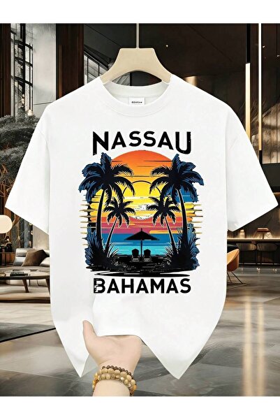 NOURAM Plus Size- Nassau Bahamas Sunset Palm Tree Beach Vintage Summer Vacati...