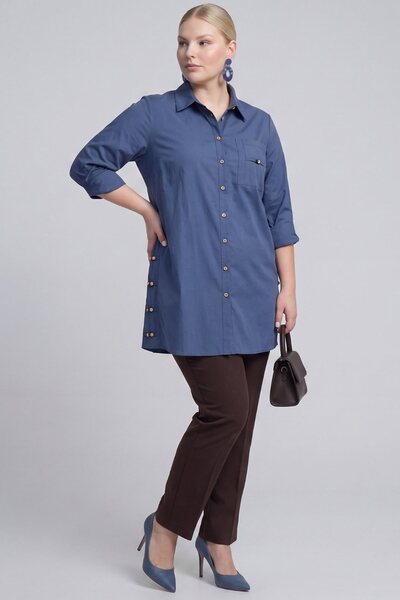Kayra Bead Detailed Cotton Tunic Indigo
