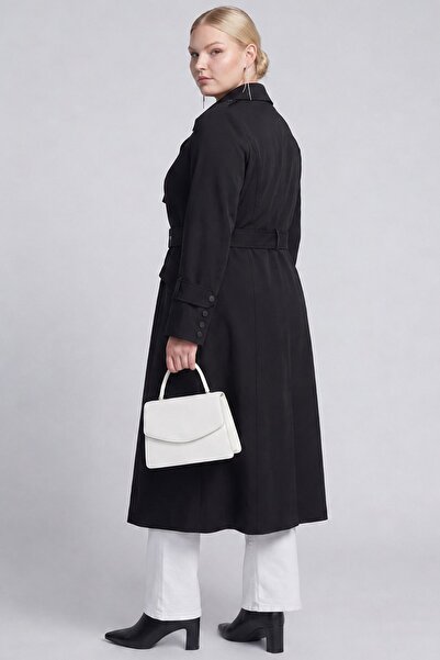 Kayra Belt Detailed Trench Coat Black
