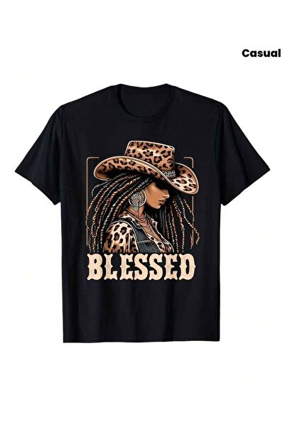 23ERVA Plus Size Men'S White Retro Bohemian T-Shirt Featuring A Blessed Woman...