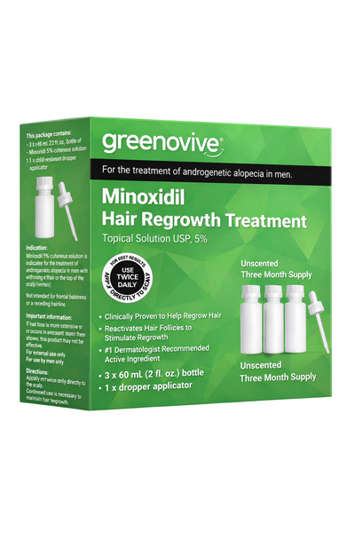 GREENOVIVE Tratament pentru regenerarea părului Minoxidil 5% pentru bărbați 3...