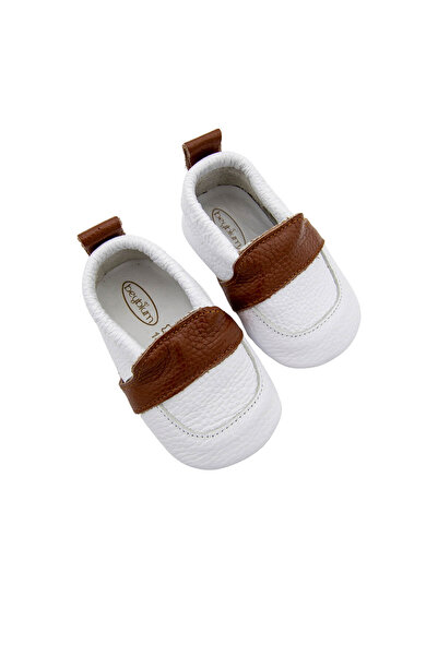 Beybium Arlo Leather Belt Detailed Baby Shoes White Tan