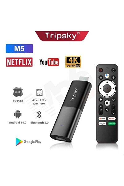 Tripsky Android Tv Box Android 14.0 Ram 4GB Rom 32GB 4K Full HD WiFi Bluetoot...