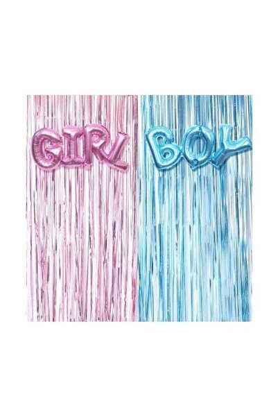 Generic 4-Piece Gender Reveal Party Decoration Balloon, Metallic Fringe Curta...