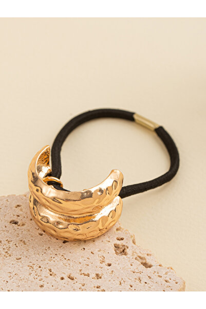 Take Two By Styli Gold Tone Textured Metal Hair Tie