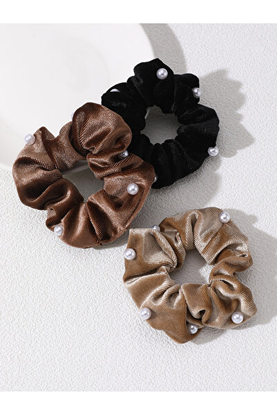 Take Two By Styli Set of 3 - Velvet Pearl Hair Scrunchies