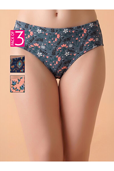 Clovia By Styli Pack of 3-Mid Waist Printed Hipster Panties with Inner Elasti...