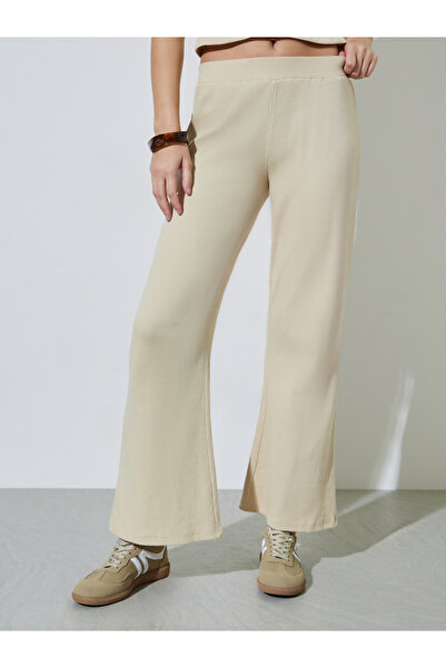Styli Beige Solid Fit and Flare Leggings