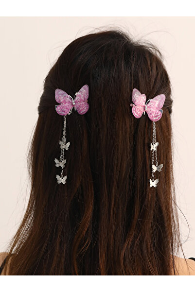 Take Two By Styli Set of 2 - Butterfly Decor Chain Hair Clip