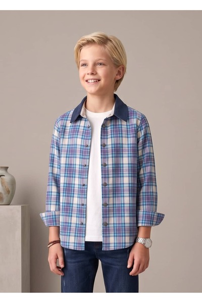 Ozmoz By Mukadder Özden Plaid Woven Spring Boys' Sports Shirt