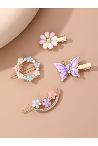 Take Two By Styli Set of 4 - Embellished Flower Hair Clip