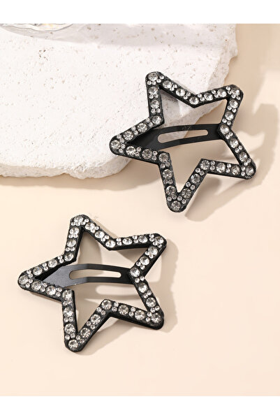 Take Two By Styli Pack of 2 - Black Rhinestone Embellished Star Hair Clips