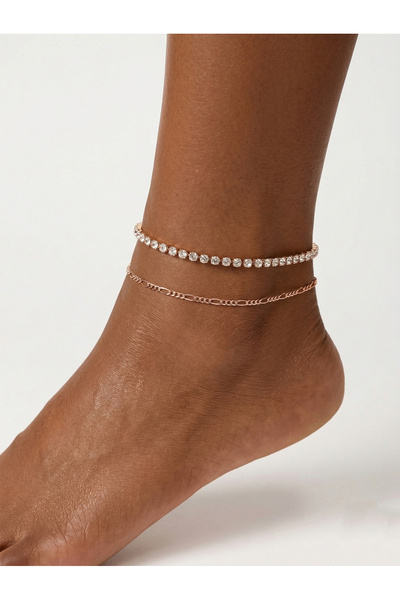 Take Two By Styli Set of 2 - Embellished Chain Anklet